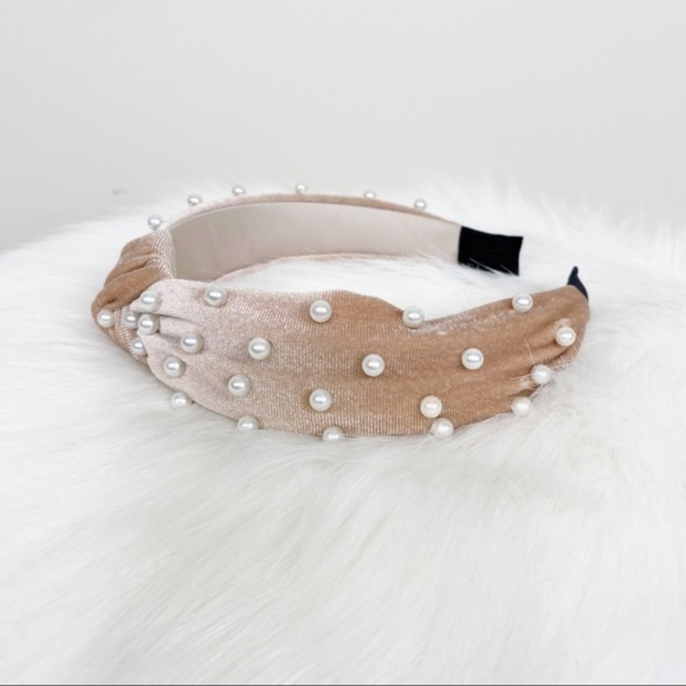 NWOT blush pink faux pearl headband